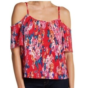 218. Floral Cold Shoulder Top